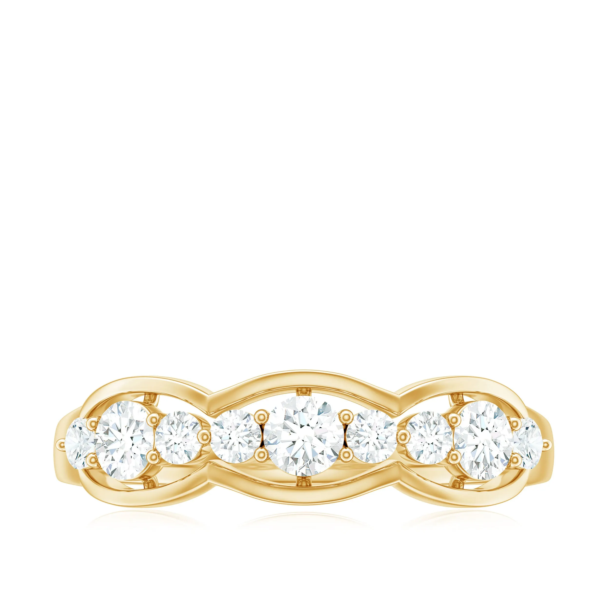 1 CT Round Cut Cubic Zirconia Anniversary Ring in Gold