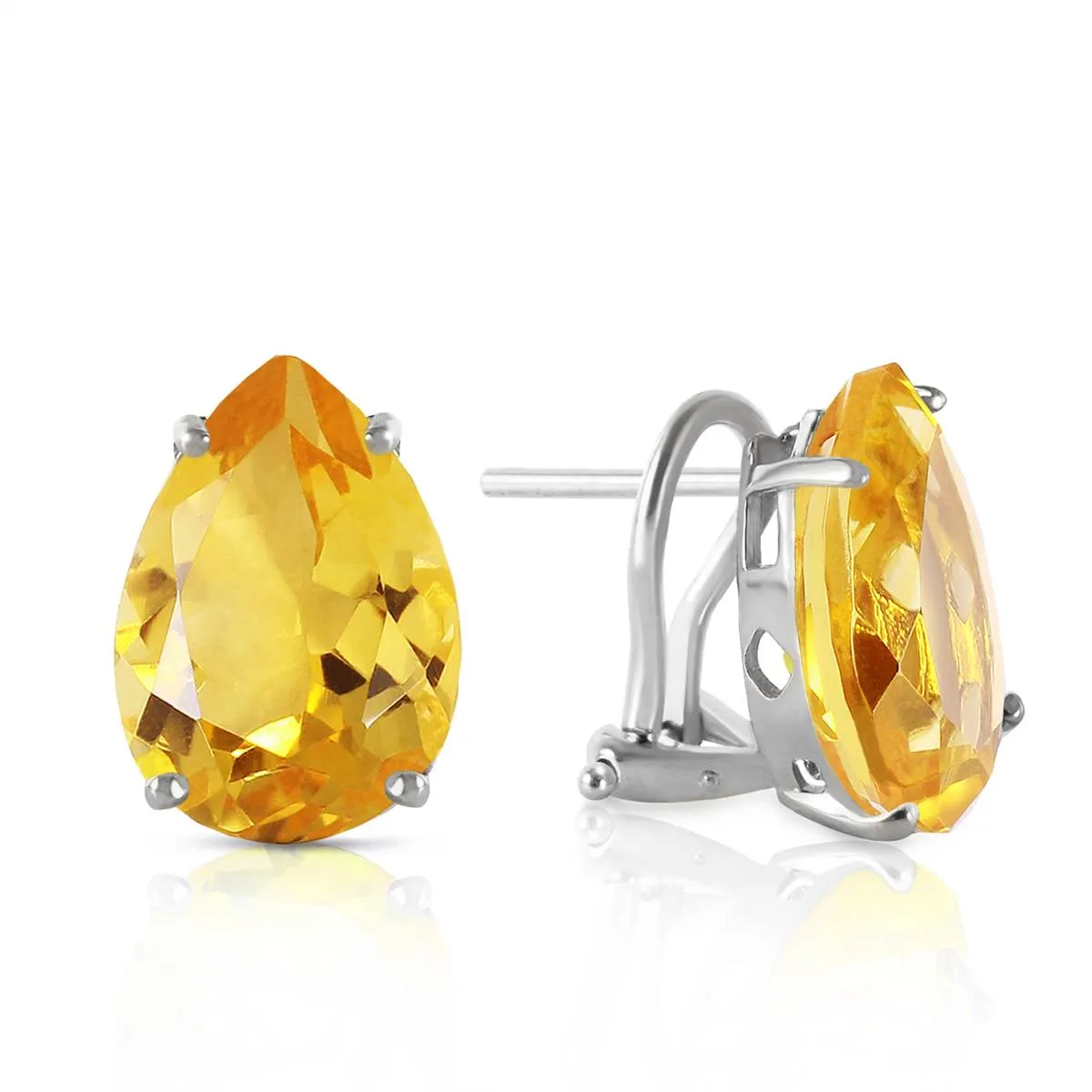 10 Carat 14K Solid White Gold No Commas Citrine Earrings