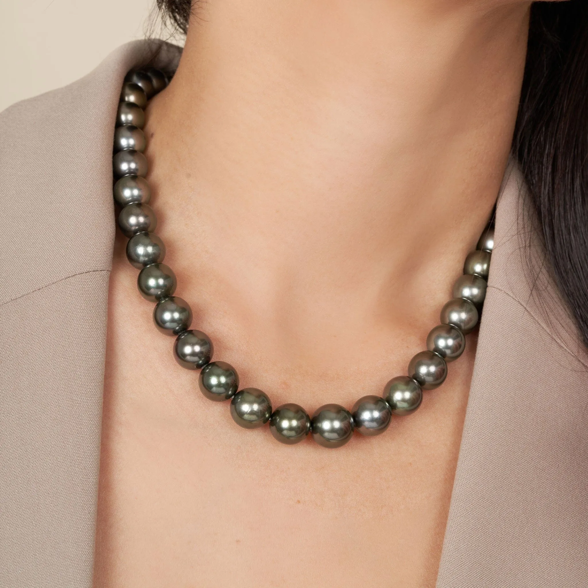 10.0-12.4 mm AA /AAA Tahitian Round Pearl Necklace