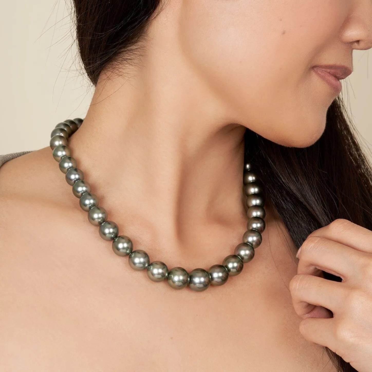 10.0-13.4 mm AAA Tahitian Round Pearl Necklace