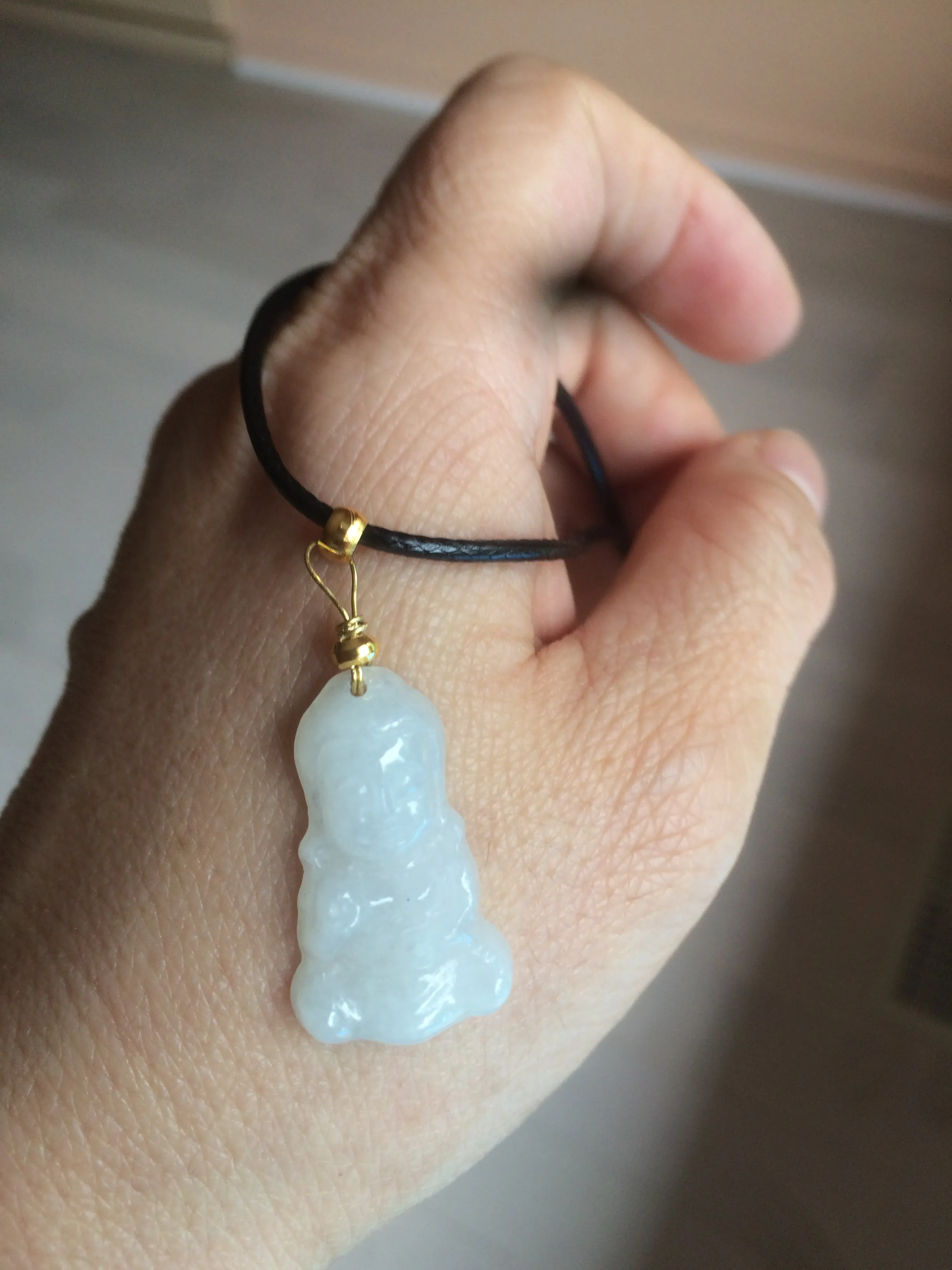 100% Natural light green white jadeite Jade baby buddha (宝宝佛) pendant AX27