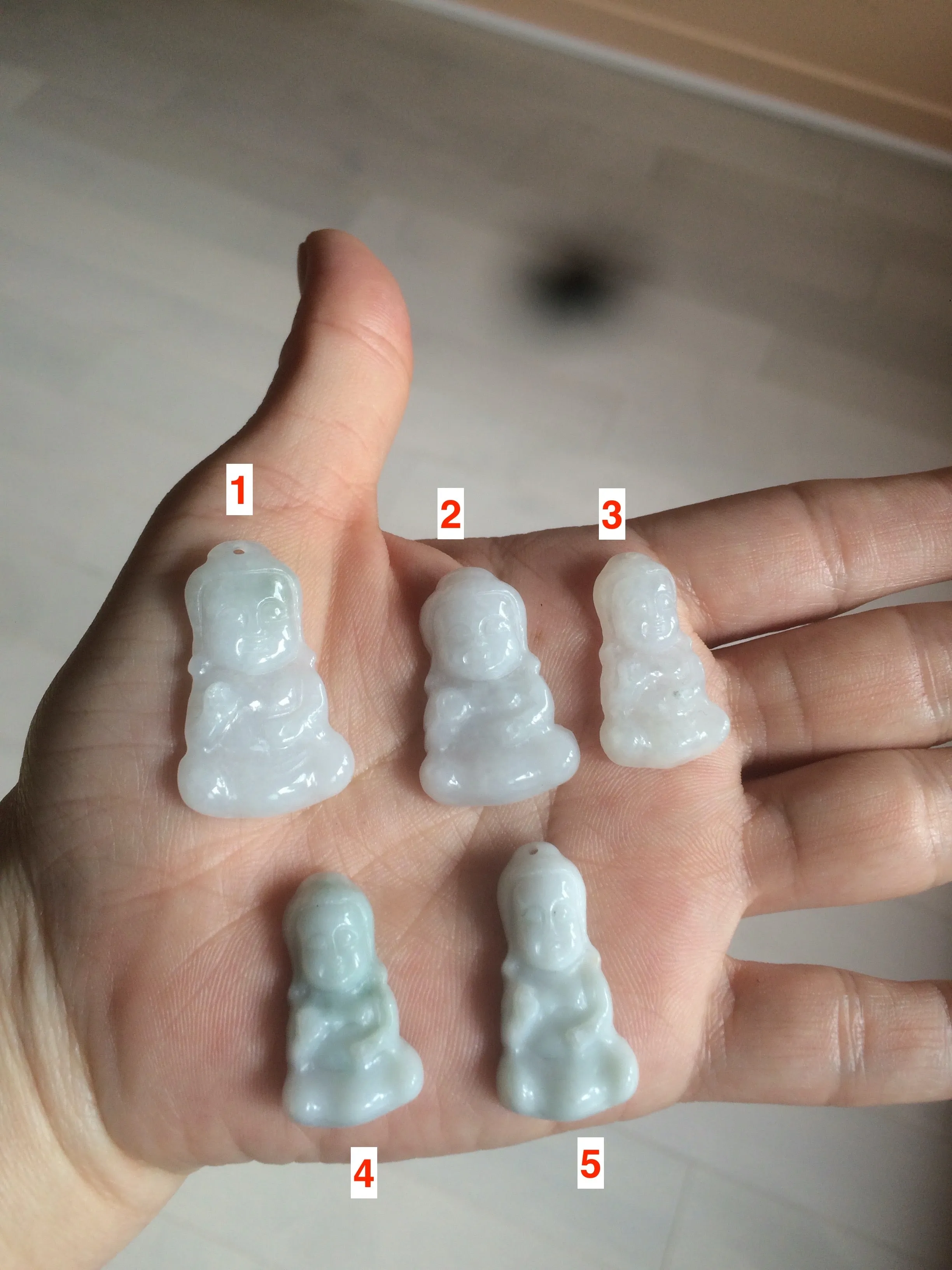 100% Natural light green white jadeite Jade baby buddha (宝宝佛) pendant AX27