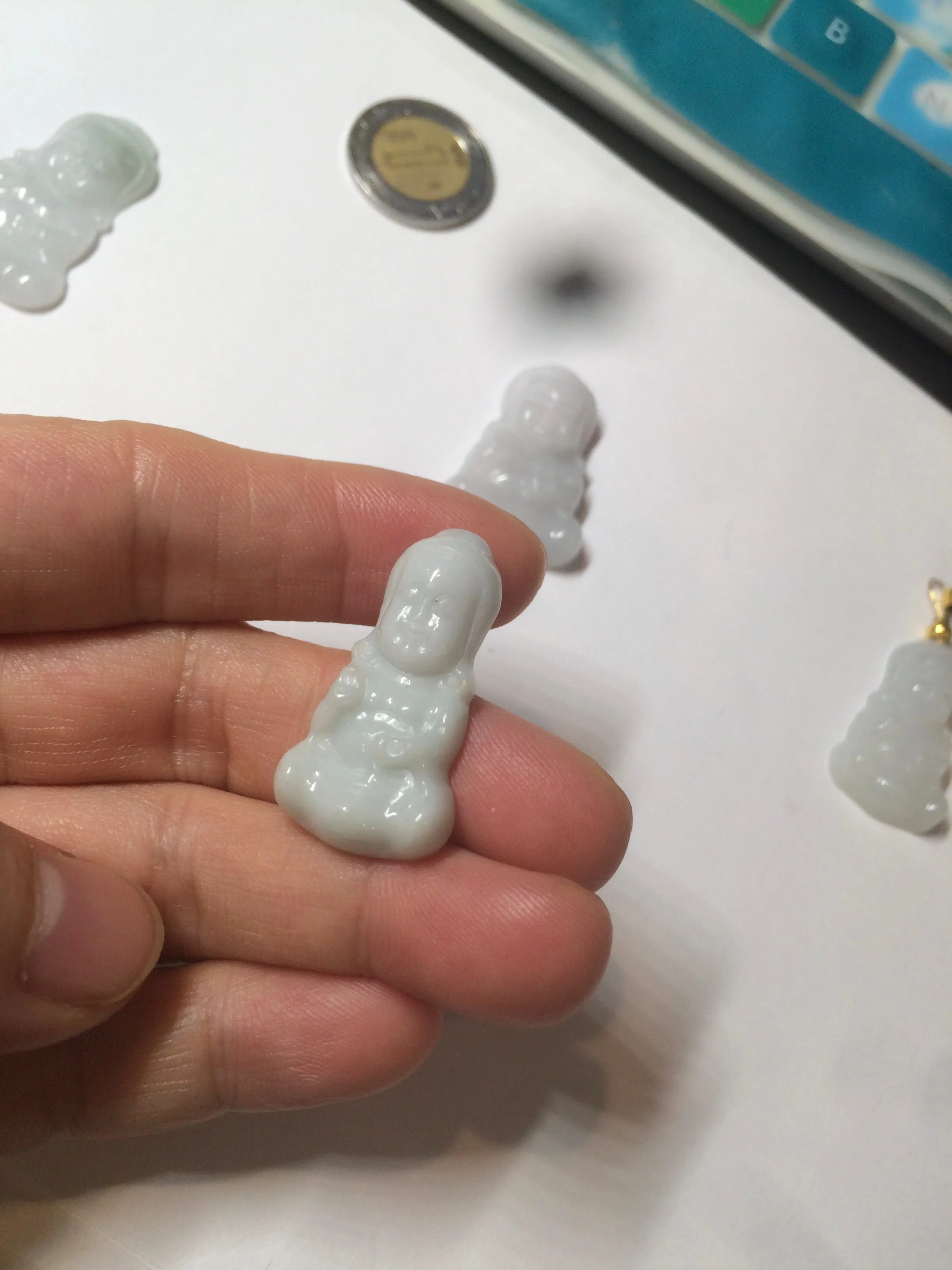 100% Natural light green white jadeite Jade baby buddha (宝宝佛) pendant AX27