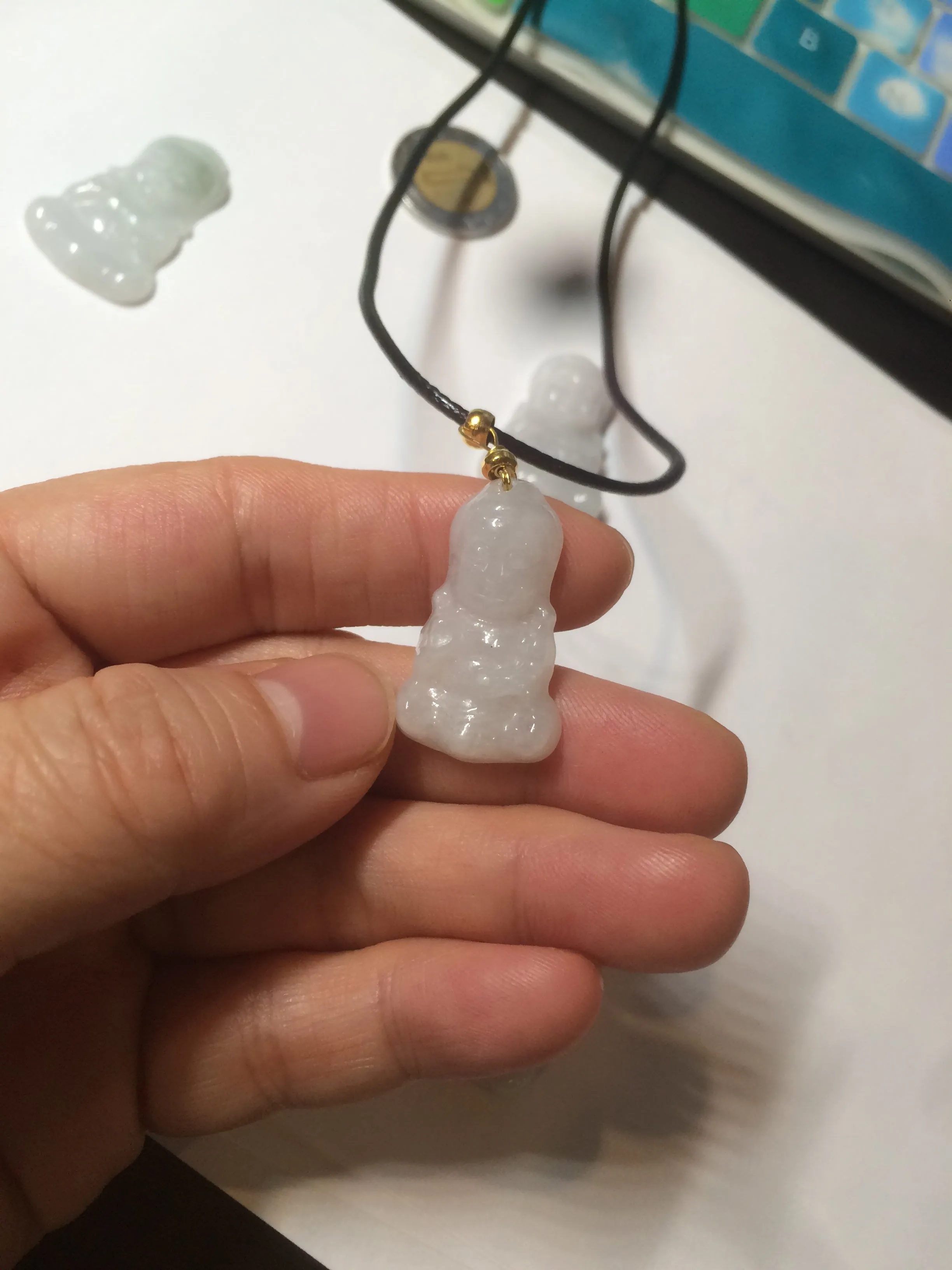 100% Natural light green white jadeite Jade baby buddha (宝宝佛) pendant AX27