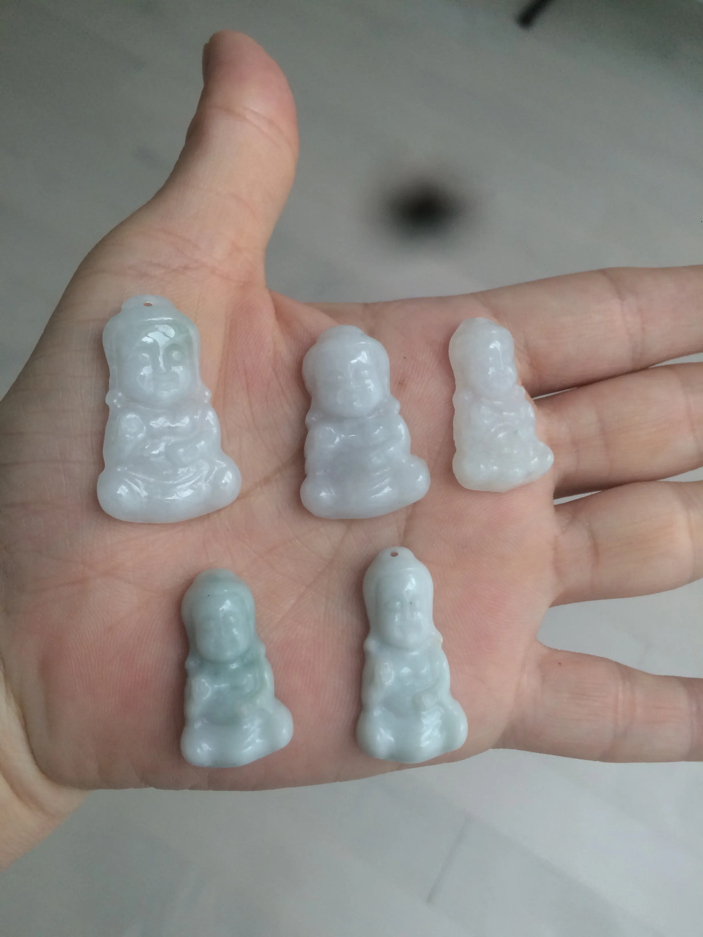 100% Natural light green white jadeite Jade baby buddha (宝宝佛) pendant AX27