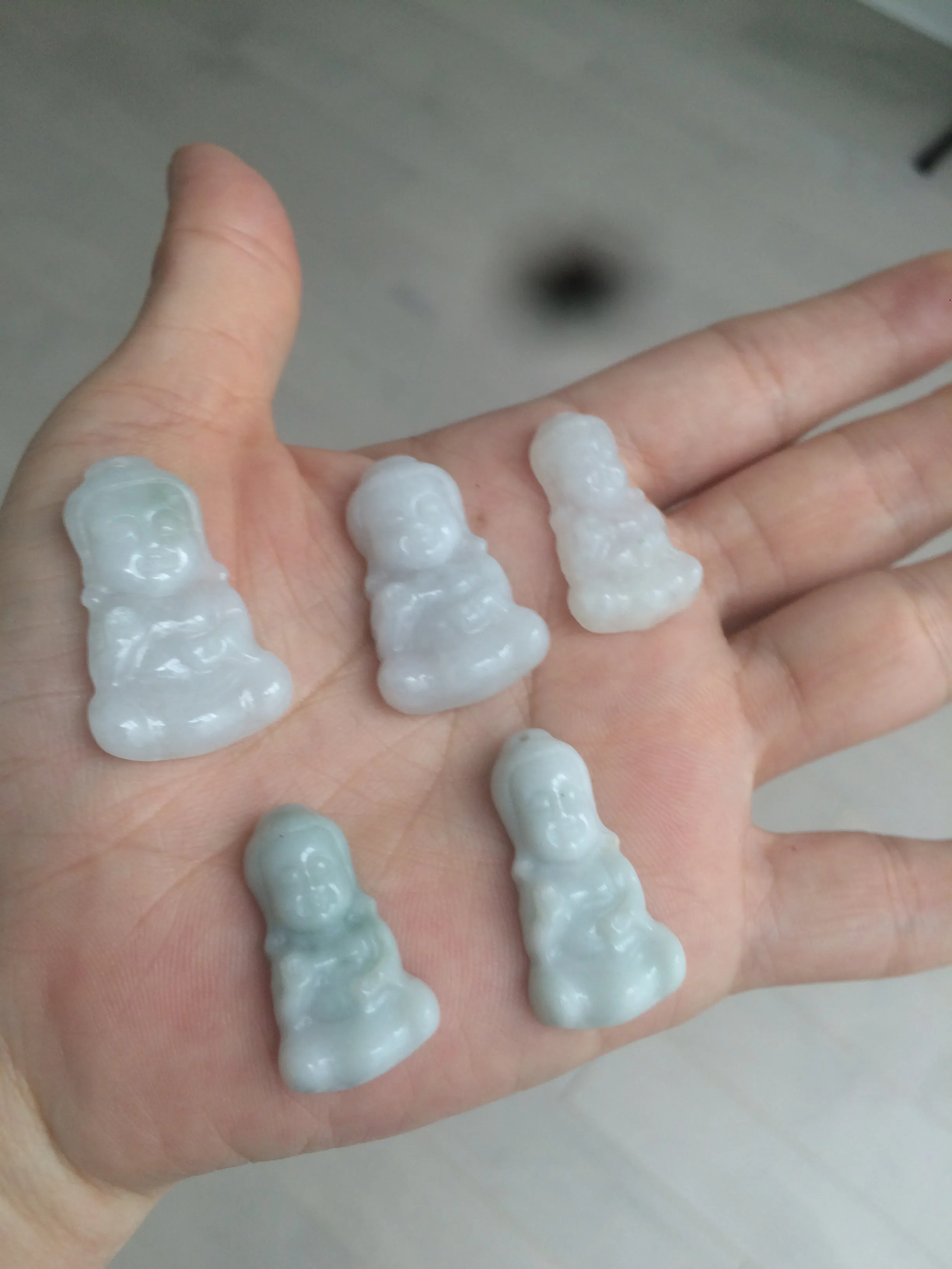 100% Natural light green white jadeite Jade baby buddha (宝宝佛) pendant AX27