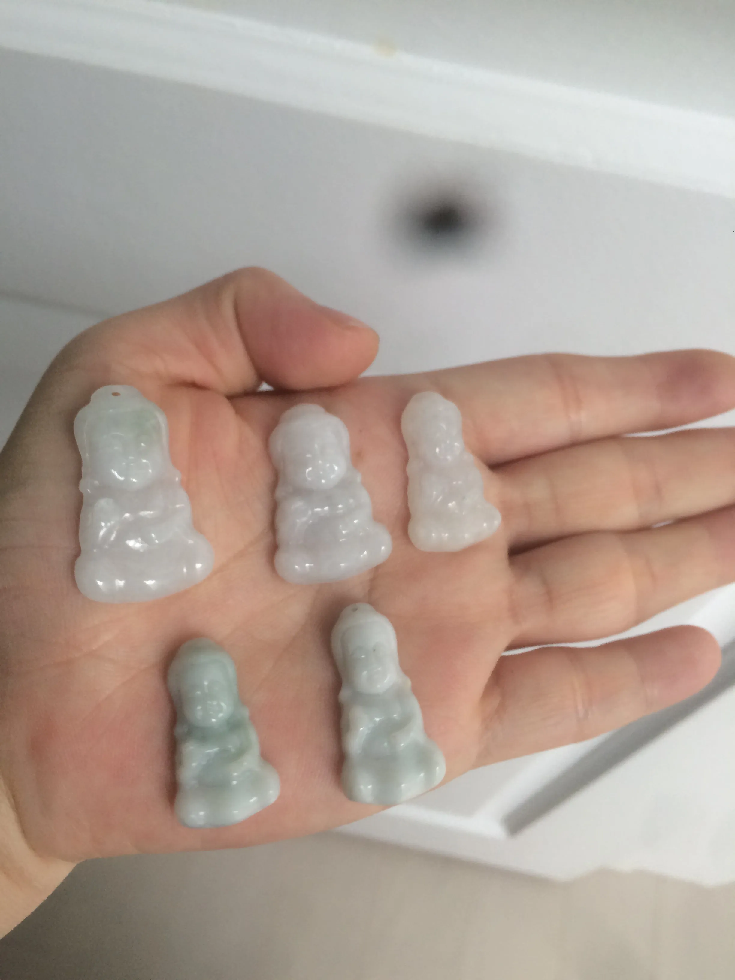 100% Natural light green white jadeite Jade baby buddha (宝宝佛) pendant AX27