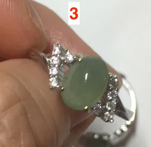 100% natural type A icy watery green dark green four-prong jadeite jade ring group BP145