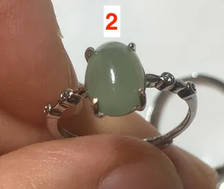 100% natural type A icy watery green dark green four-prong jadeite jade ring group BP145