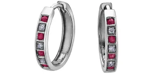 10k Ruby and Diamond Huggie Earrings