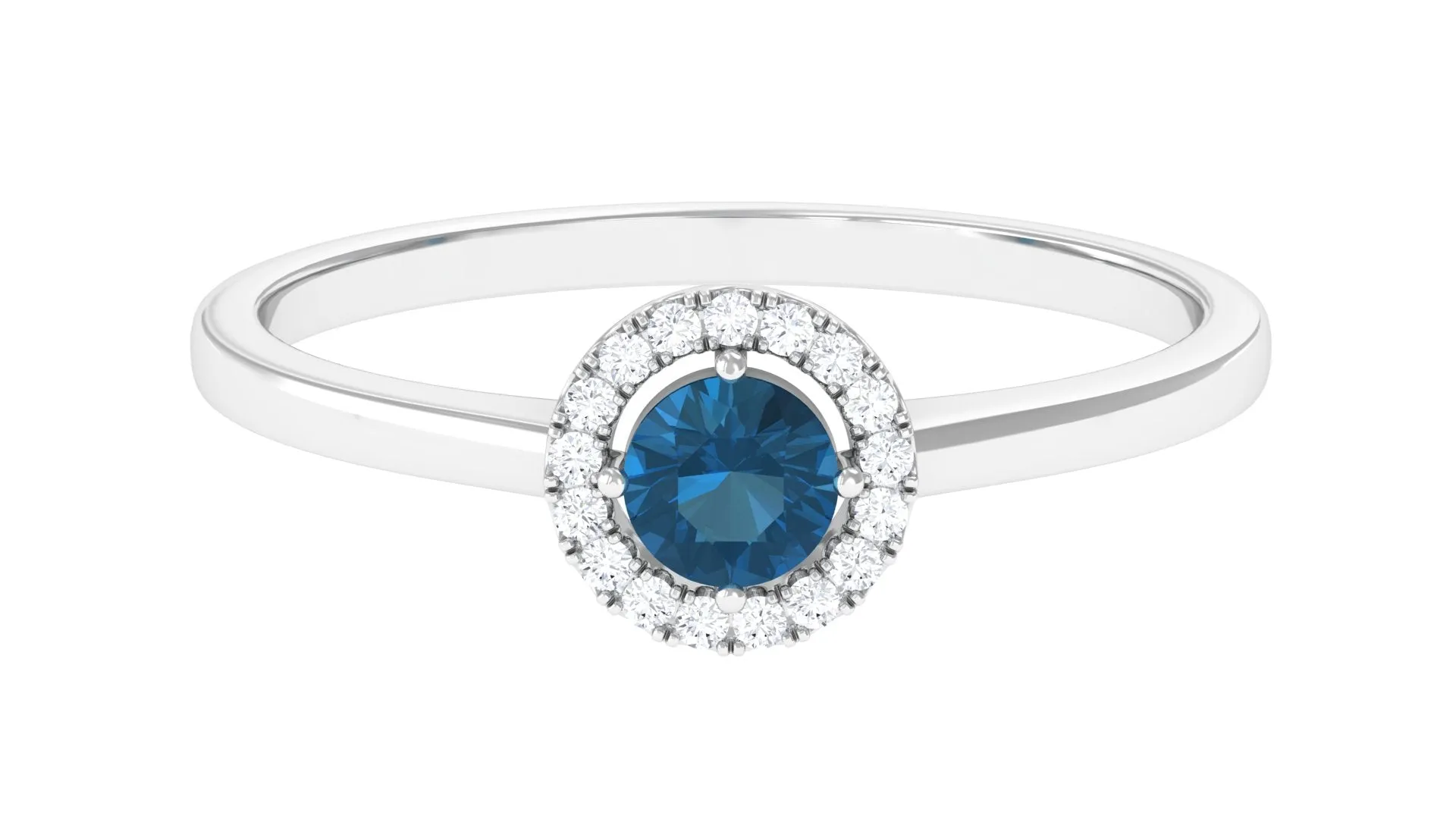 1/4 CT London Blue Topaz and Diamond Halo Promise Ring