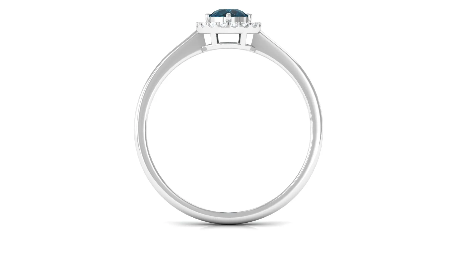 1/4 CT London Blue Topaz and Diamond Halo Promise Ring