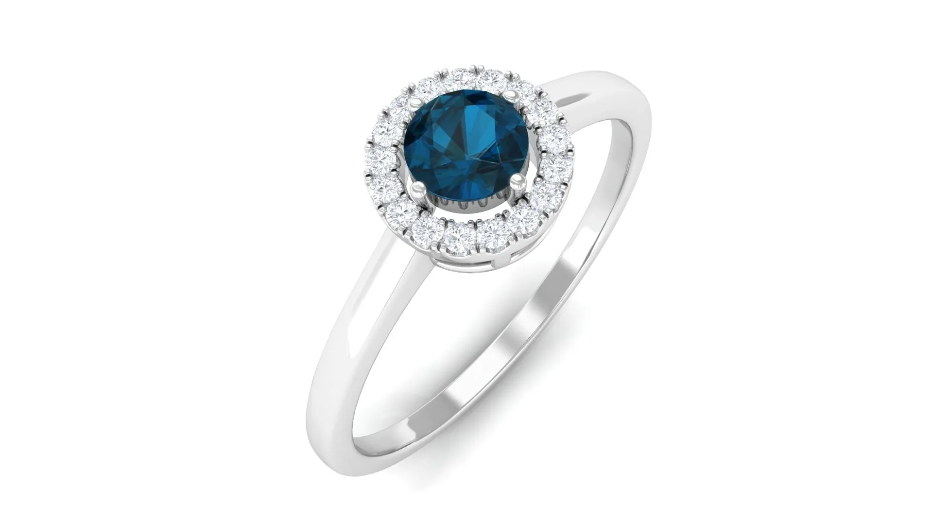 1/4 CT London Blue Topaz and Diamond Halo Promise Ring