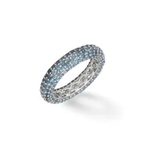 14K or 18K Gold Pave Blue Topaz Eternity Band