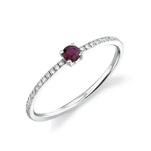 14K White Gold Diamond and Ruby Ring