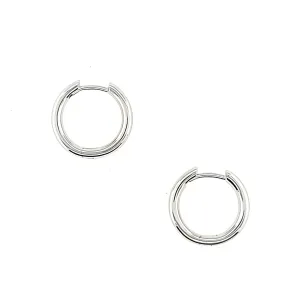 14k White Gold Hinged Hoop Earrings (I7986)