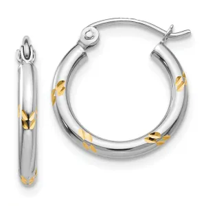 14k White Gold Rhodium Twisted Hoop Earrings