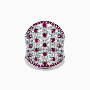 14K White Gold Ruby and Diamond Ring, 2.11 TCW