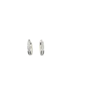 14K White Gold Sparkle Hoop Earrings