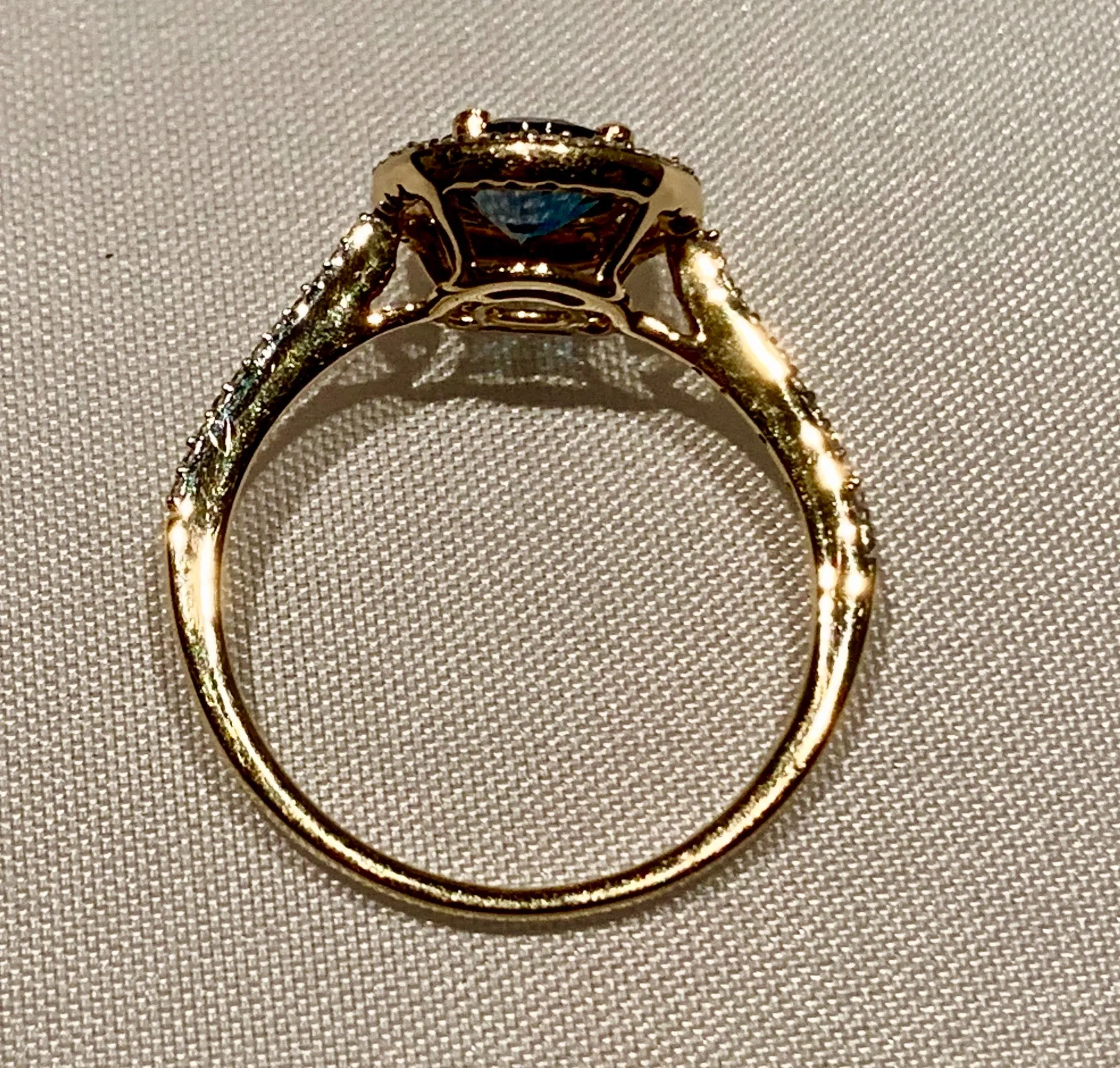 14K Yellow Gold Blue Topaz and Diamond Ring