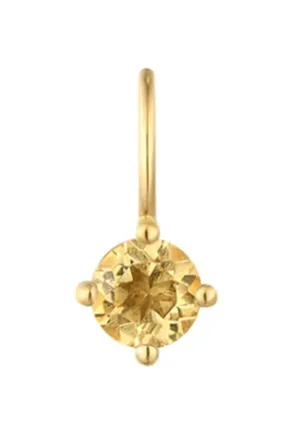 14K Yellow Gold Round Citrine Solitaire Charm by Aurelie Gi