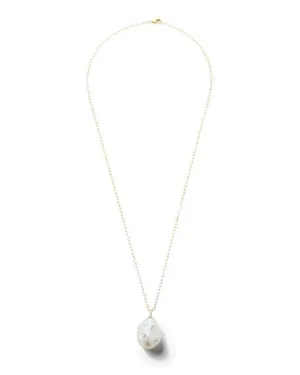 14kt Baroque Pearl & Diamond Pendant Necklace