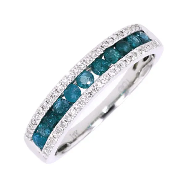 14Kt White Gold Diamond 1/6Ctw & Blue Topaz 1/2Ctw Ring