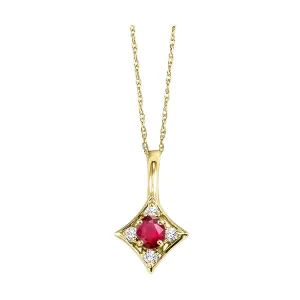 14Kt Yellow Gold Diamond 1/20Ctw & Ruby 1/6Ctw Pendant