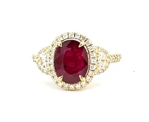 18 Karat Yellow Lady's Halo Gemstone Fasion Ring