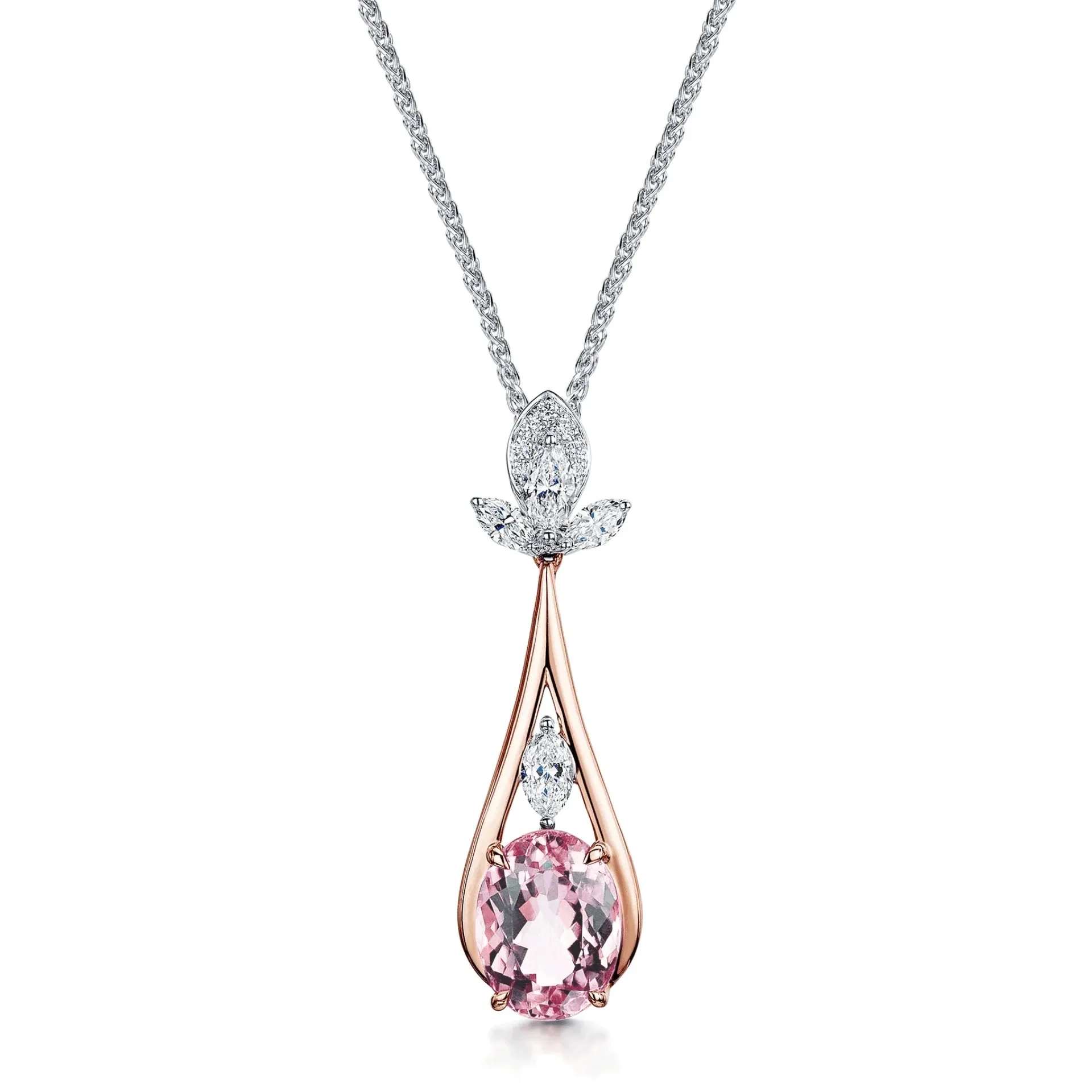 18ct Rose & White Gold Pink Tourmaline Jewellery Set