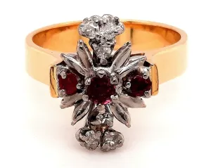 18ct Yellow Gold and Palladium Ruby & Diamond Ring