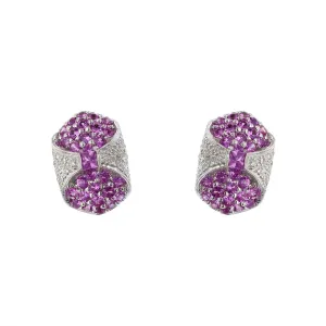 18K White Gold Pink Sapphire and Diamond Earrings