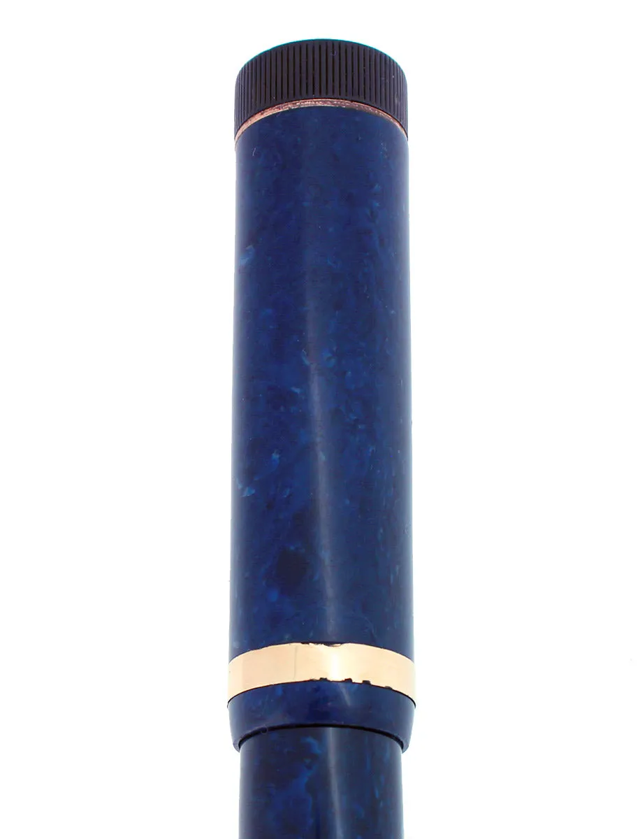 1927 PARKER SENIOR DUOFOLD BLUE ON BLUE LAPIS FOUNTAIN PEN XF-BB NIB RESTORED