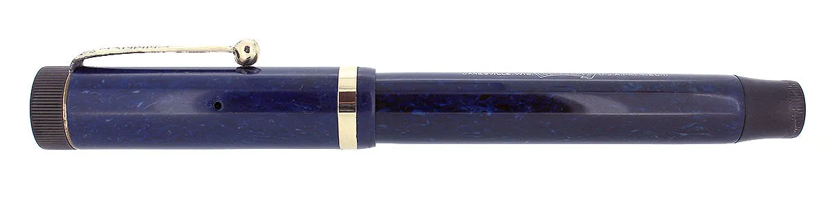 1927 PARKER SENIOR DUOFOLD BLUE ON BLUE LAPIS FOUNTAIN PEN XF-BB NIB RESTORED