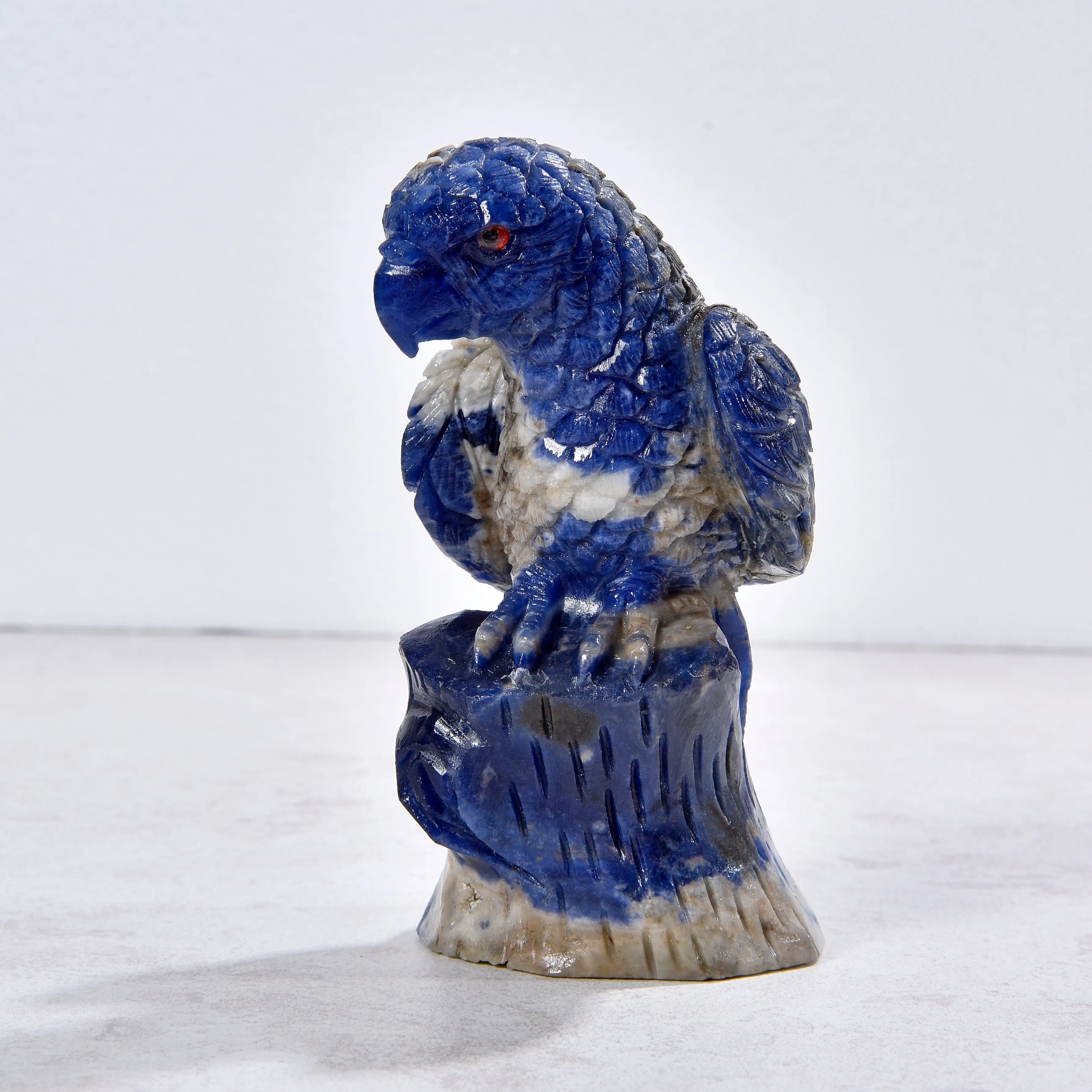 3" Natural Lapis Parrot Gemstone Carving