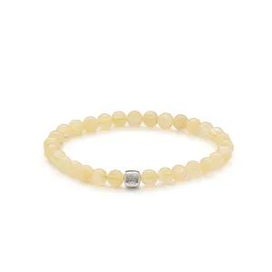 (6mm) Silver Bracelet w. Citrine