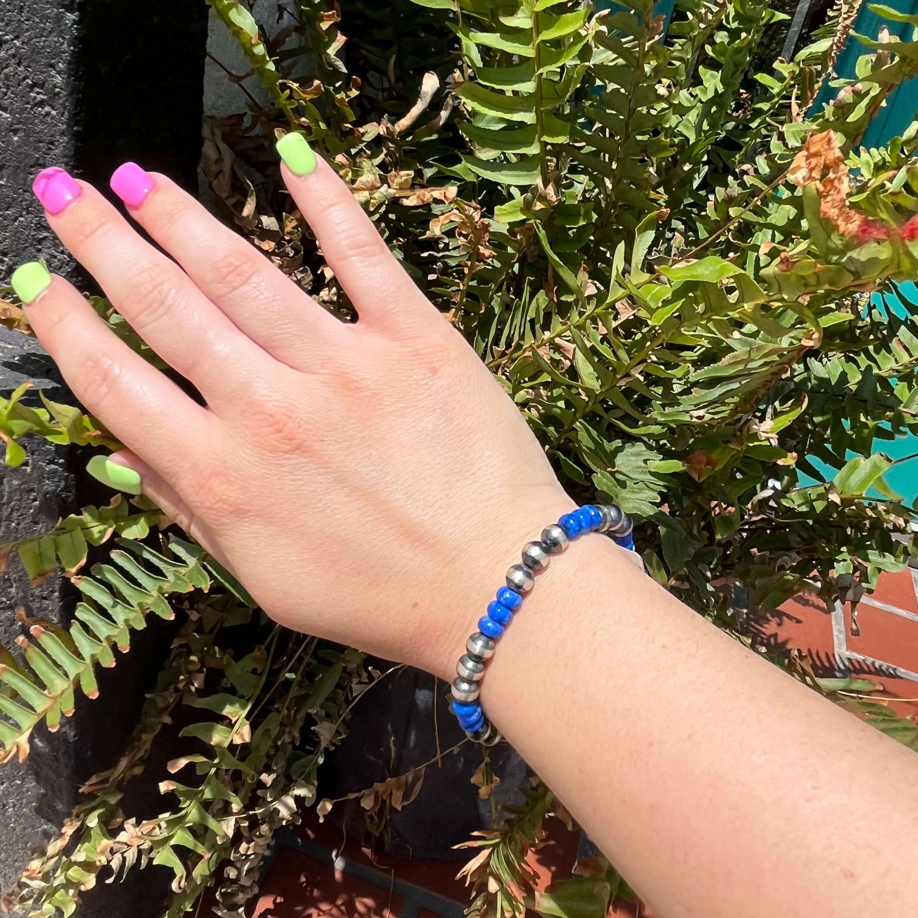 6mm Stretchy Blue Lapis Genuine Bracelet