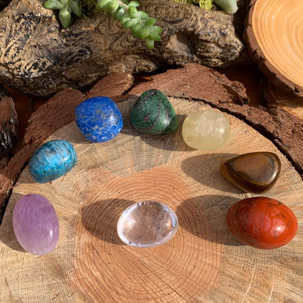 7 Chakra Tumbled Crystals Set PLUS Bonus Crystal  Pouch