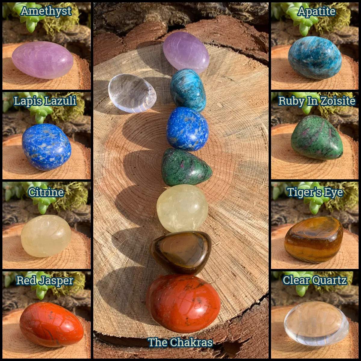 7 Chakra Tumbled Crystals Set PLUS Bonus Crystal  Pouch