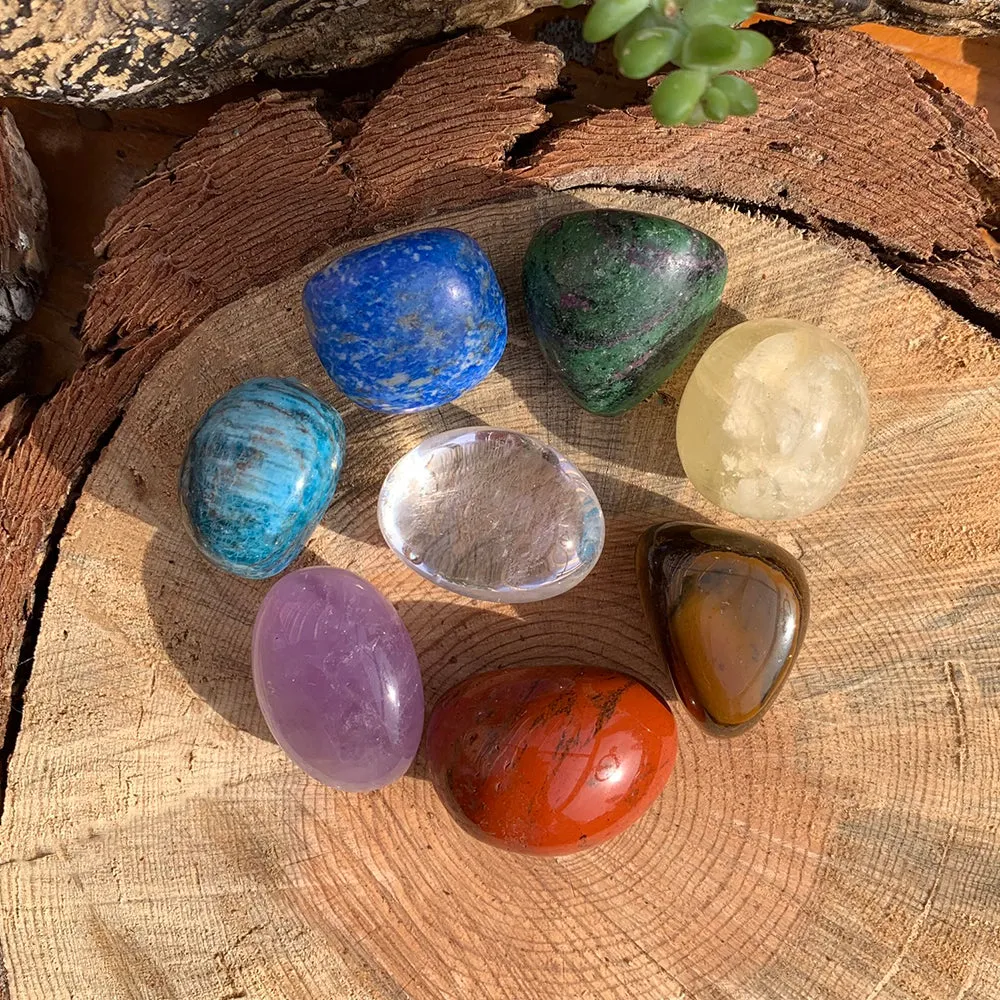 7 Chakra Tumbled Crystals Set PLUS Bonus Crystal  Pouch