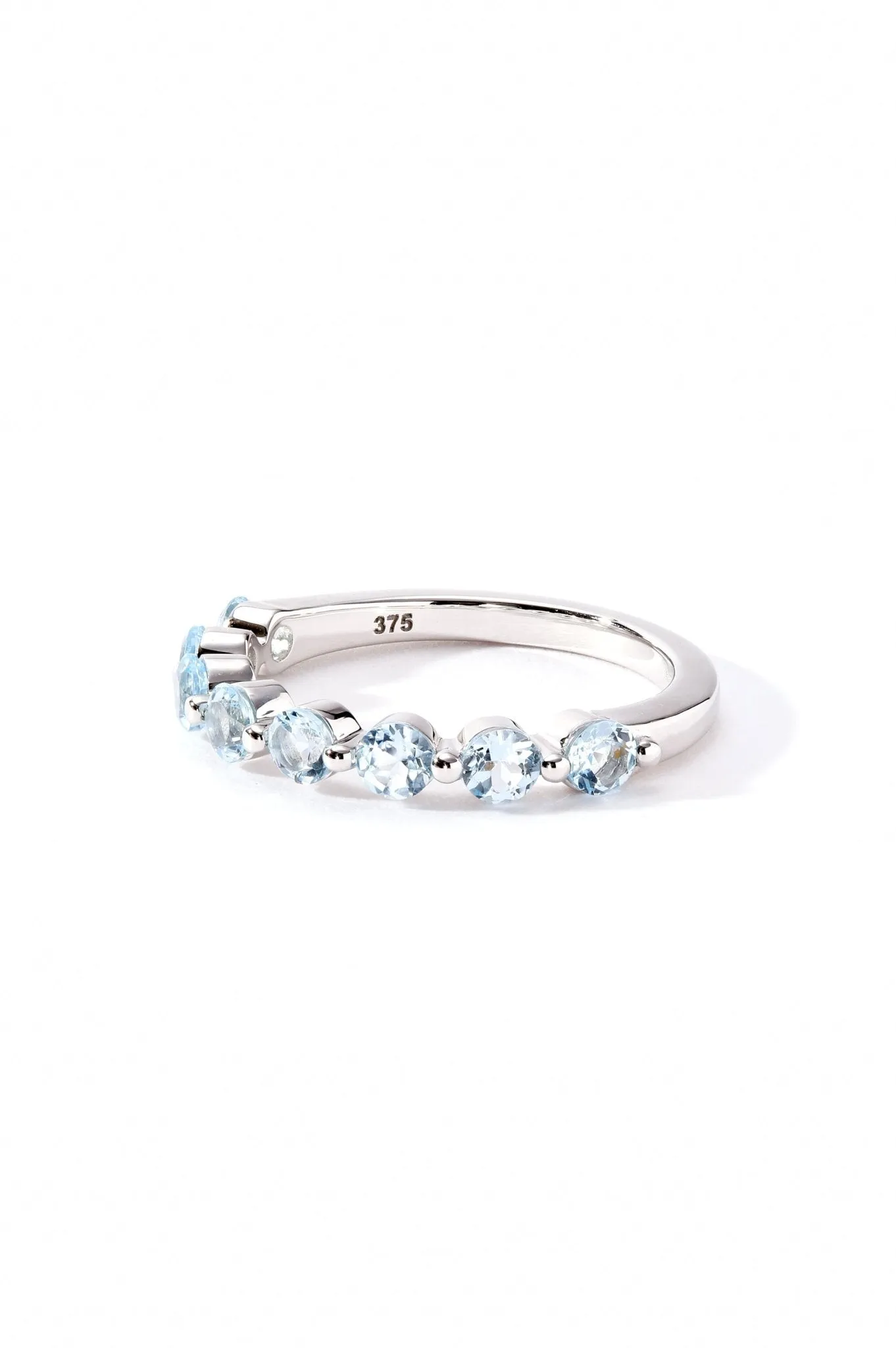 9ct White Gold Sky Blue Topaz Eternity Ring