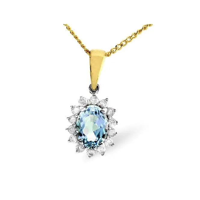 Acotis Diamonds 9K Gold 0.21ct Diamond Blue Topaz Pendant E2694