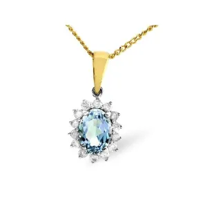 Acotis Diamonds 9K Gold 0.21ct Diamond Blue Topaz Pendant E2694