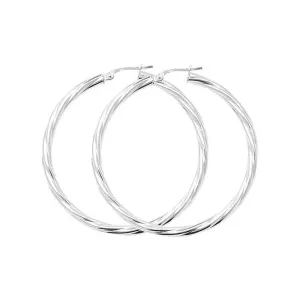 Acotis Silver Hoop Earrings Twisted G5104