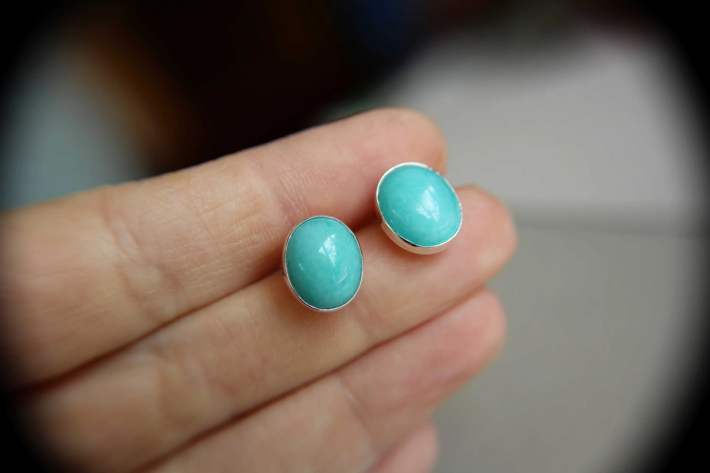 Amazonite Earrings, Gemstone Earrings, Sterling Earrings, Post Earrings, Amazonite Post Earrings, Large Earrings, Minimalist Earrings, Gift