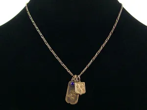 Antiqued figaro chain with stampings & lapis  (Web-170)