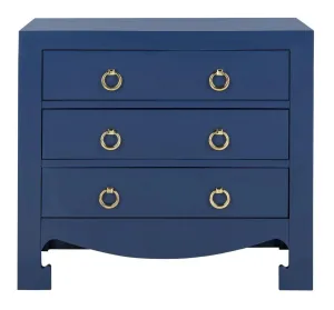 Asian Style 3 Drawer Chest in Blue