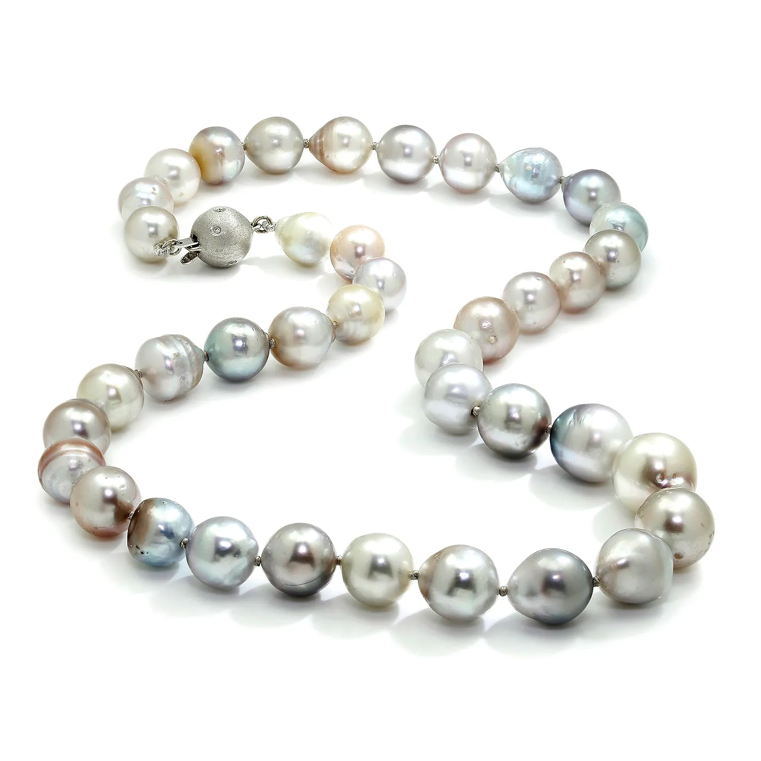 Baroque Tahitian Pearl Necklace with White Gold Diamond Clasp