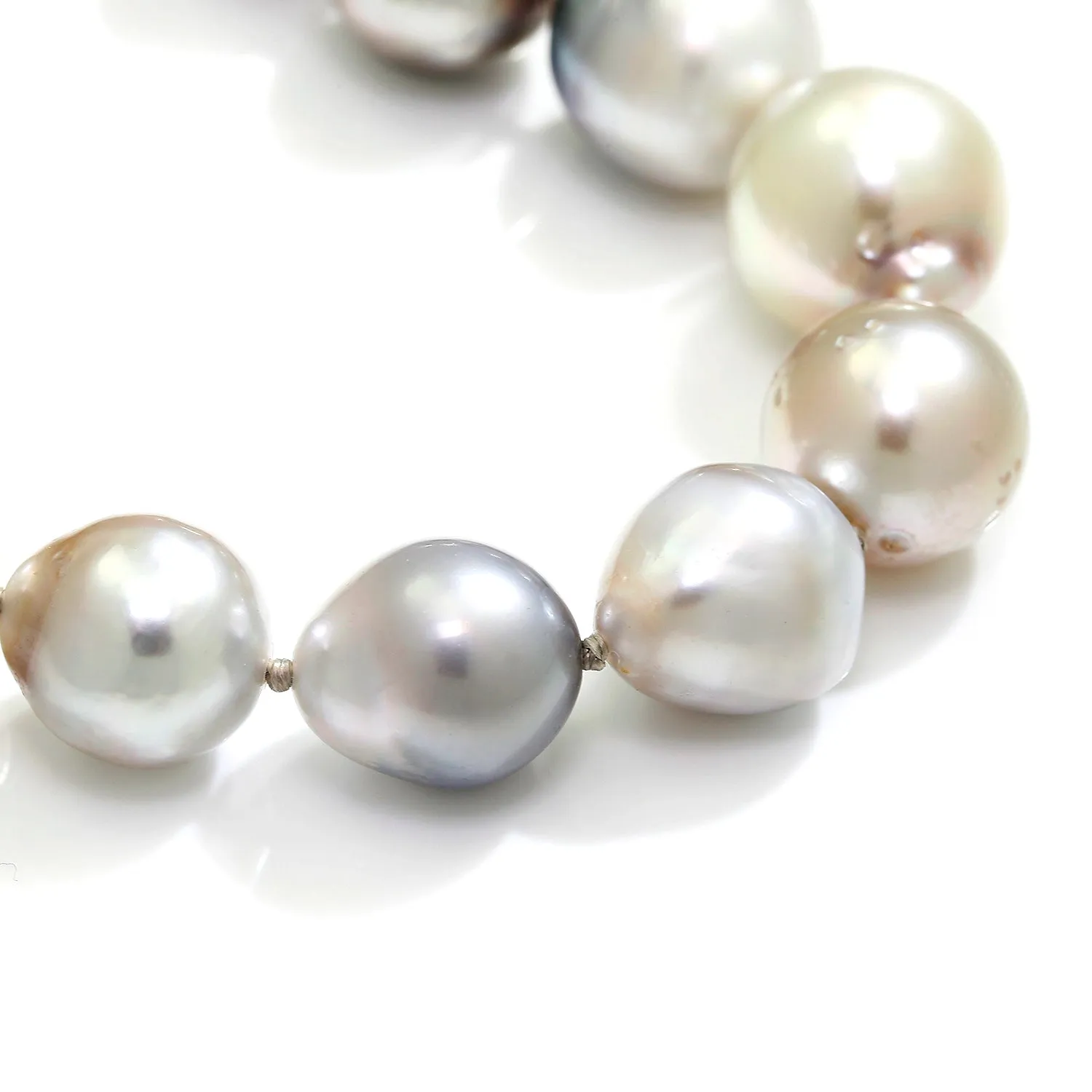 Baroque Tahitian Pearl Necklace with White Gold Diamond Clasp