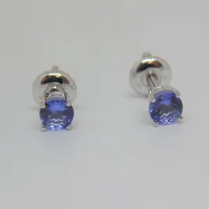 Basket-Set Round Tanzanite Studs